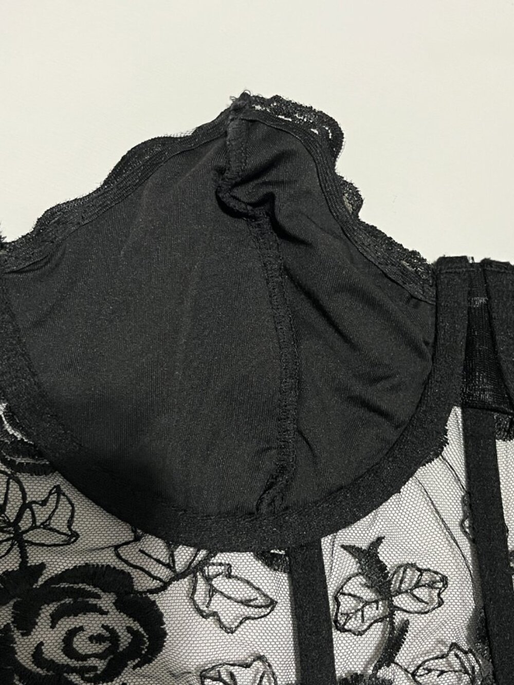 Womens Dark Fairy Whimsigoth Cropped Corset M Sheer Bustier Witchy Romantic Rave - Picture 6 of 9